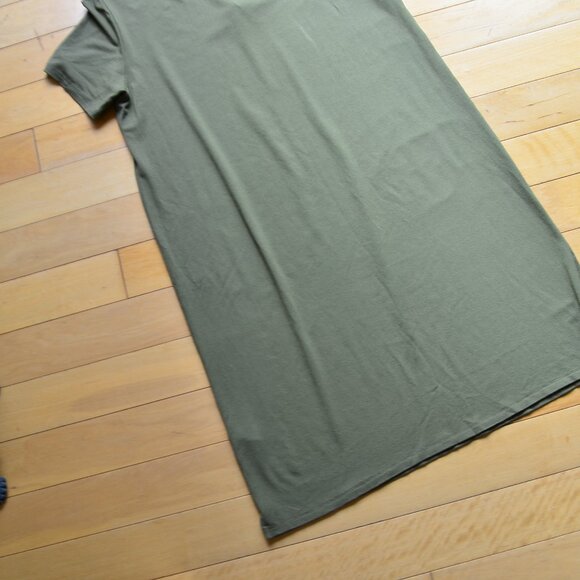 Eileen Fisher Olive Green V-neck Jersey Dress Size S/P - Picture 10 of 10